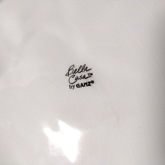 BELLA CASA Vintage Ceramic Square Serving Plate White Pearl Luster Angel by GANZ - Picture 4 of 6